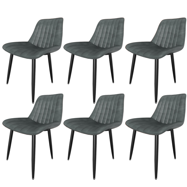 餐椅（一套 6 把）, 带 7 厘米靠背的厨房用椅, 带 5 厘米座垫的餐桌椅, 最大承重 180 千克, 用于餐厅、厨房和客厅的 PU 仿皮软垫椅 承重 180 千克，餐厅、厨房、客厅用 PU 仿皮软垫椅-1