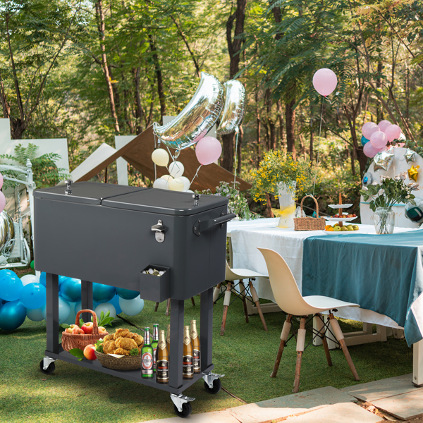 80QT 深灰色 冷冻保温推车 87.5*91*38.5cm 长方形 塑料箱体 铁脚管 冷冻保温-61