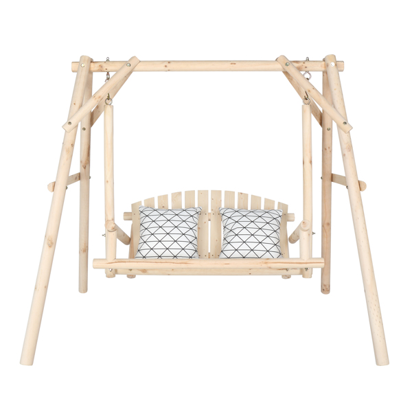 6.5ft 实木 秋千架 原木色 秋千套装 600lbs 仿古风格-11