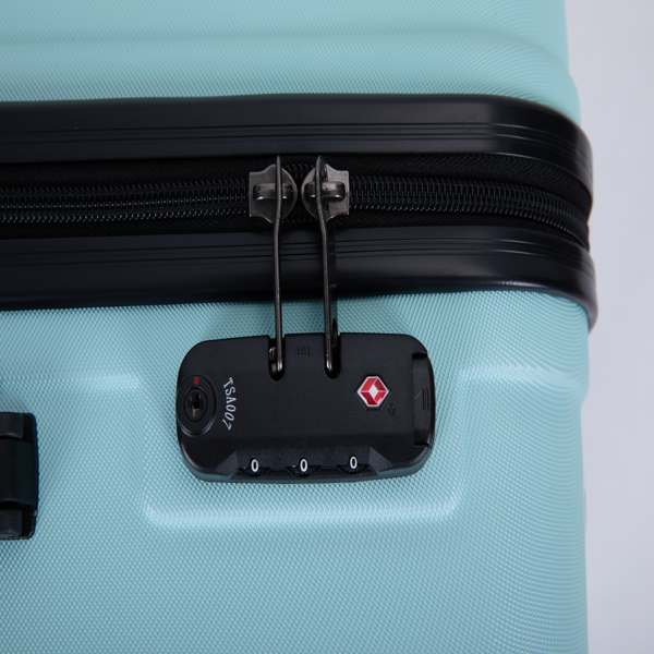 3 件套行李箱套装 ABS 轻型行李箱，带两个挂钩、万向轮、TSA 锁，（20/24/28）绿色-23