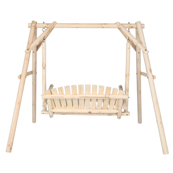 6.5ft 实木 秋千架 原木色 秋千套装 600lbs 仿古风格-12