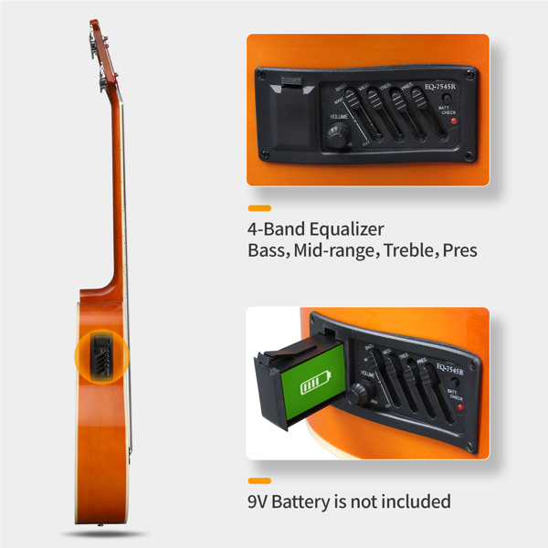 GMB101 4弦带EQ 黄酸枝指板 民谣贝司 亮光原木色 N002-9