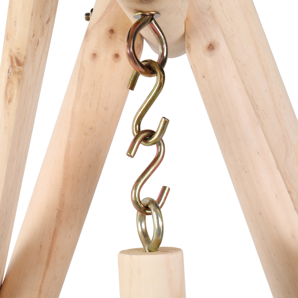 6.5ft 实木 秋千架 原木色 秋千套装 600lbs 仿古风格-5