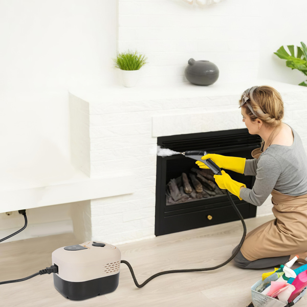 （物流随机发，自提可发加拿大）-手持蒸汽清洁器，1500W高温高压快速加热，6档可调蒸汽强度，1200毫升大容量水箱，双控数字显示屏，11合1清洁套装适用于家居、厨房、汽车及地板清洁-11