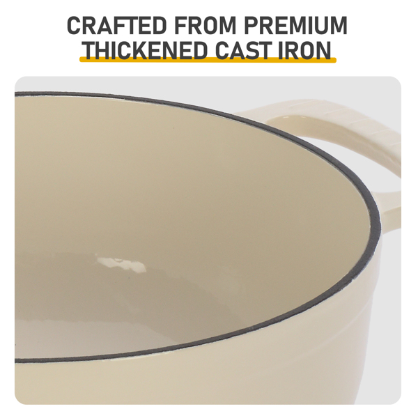 铸铁 7.5QT 烹饪锅具 陶瓷白 含两个硅胶手套 珐琅锅-8