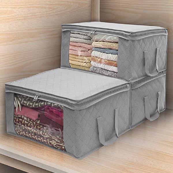 无纺布衣柜收纳袋棉被衣物整理箱密封防尘收纳袋 3pcs-5