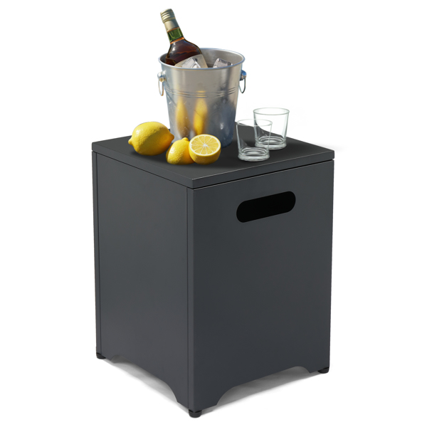 41*41*50.5cm 方形 黑色 翻盖 燃气收纳 庭院铁边桌-6