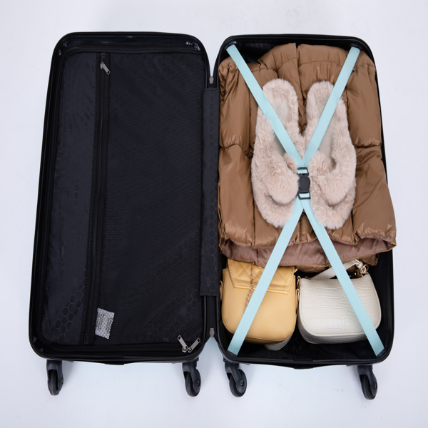 3 件套行李箱套装 ABS 轻型行李箱，带两个挂钩、万向轮、TSA 锁，（20/24/28）绿色-20