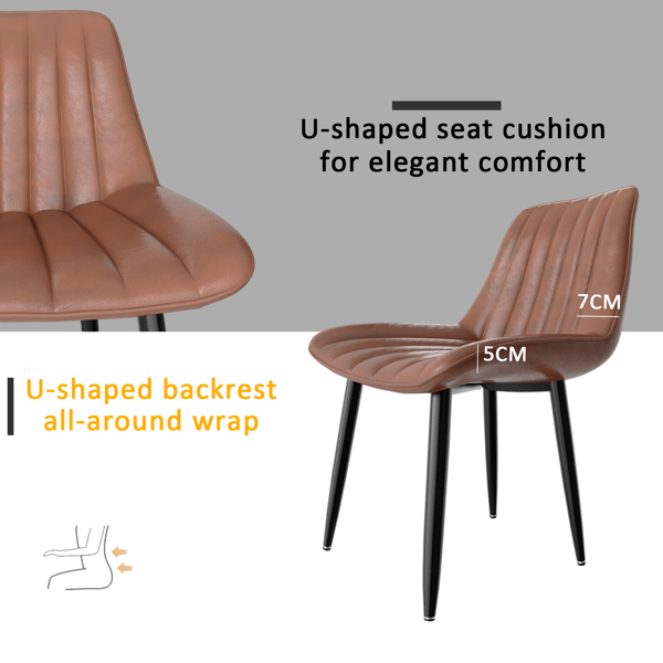 餐椅（一套 6 把）, 带 7 厘米靠背的厨房用椅, 带 5 厘米座垫的餐桌椅, 最大承重 180 千克, 用于餐厅、厨房和客厅的 PU 仿皮软垫椅 承重 180 千克，餐厅、厨房、客厅用 PU 仿皮软垫椅-3