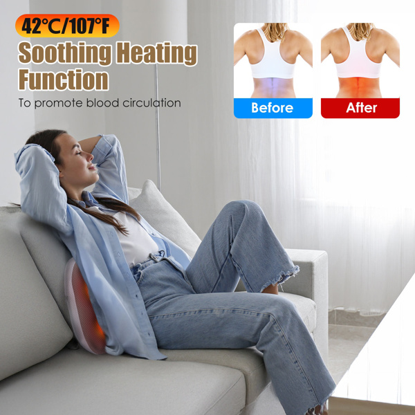 （物流随机发，自提可发加拿大）-无线腰部按摩器，配备 4 个 3D 揉捏按摩节点和加热功能 - 3 种强度调节，2000mAh 电池 - 缓解颈部、背部、大腿等部位的肌肉酸痛及更多不适-4