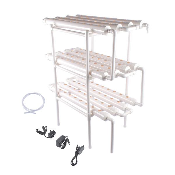 A1-落地式水培种植系统 Floor Standing Hydroponics Growing Planting System Kit, Soilless Cultivation PVC Pipes for Gardening and Planting (108 Seed Holes, White)-2