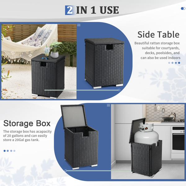 燃气瓶收纳  黑色四线藤条 40*40*57cm 编藤边桌-4