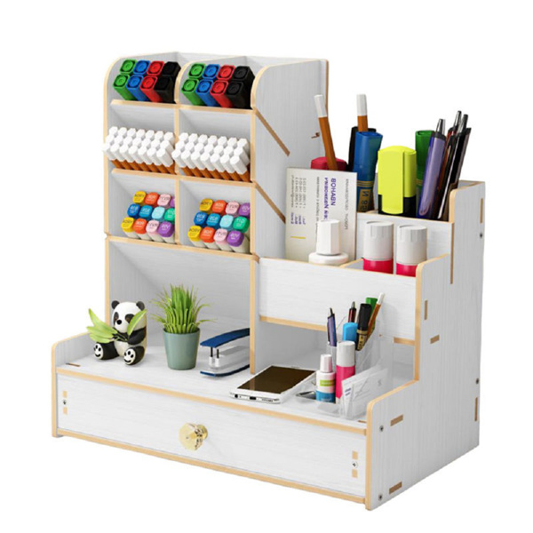 创意时尚带分格桌面笔筒收纳架子-5