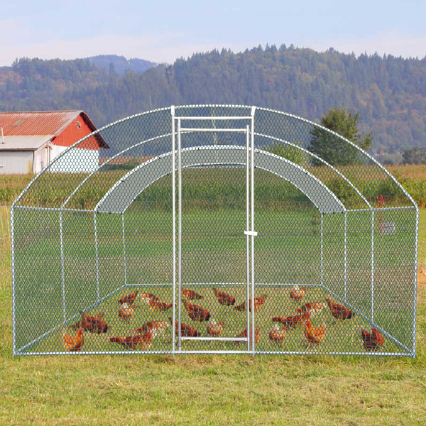 6*3*2m/19.7x9.8x6.5 ft  圆弧顶鸡舍 拼接 镀锌管 180gPE雨布 金属 铁鸡兔笼-9