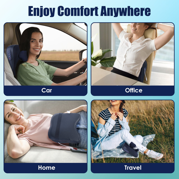 （物流随机发，自提可发加拿大）-4D 深层指压揉捏按摩器 - 6 个按摩节点，2 档加热温度，3 档按摩强度 - 无线设计带自动关闭计时器，适用于颈部和背部-8