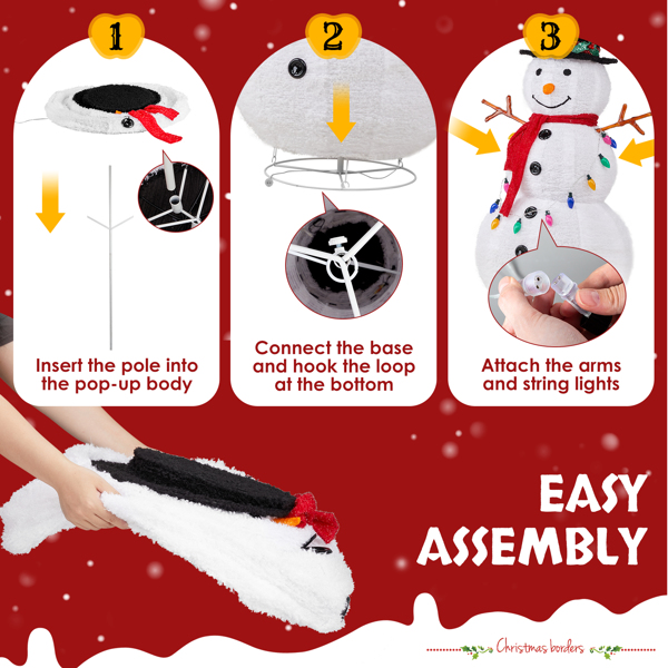 4ft    20彩泡雪人  伸缩款  100led白灯 羊卷绒  30V 3.6W 圣诞灯饰雪人 美规-2