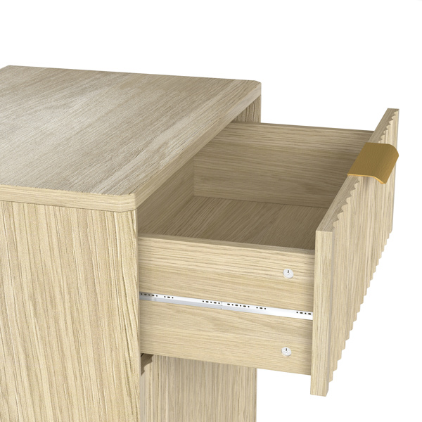 10加仑木纹倾斜式垃圾桶柜，带波浪纹理抽屉和拉出式垃圾桶 - 橡木饰面多功能厨房/浴室收纳柜-18