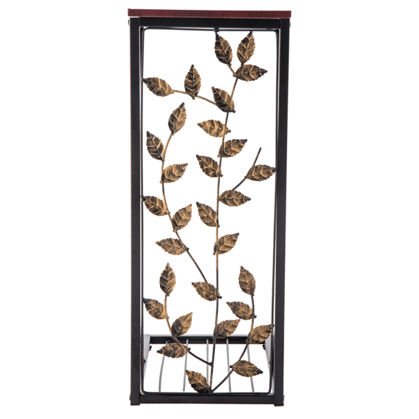 密度板 铁 拆装 单层 C型桌 边几 树叶款 桌面棕色 黑色喷塑 刷金树叶 30.5*21*54cm-17