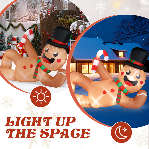 9.8ft  躺着的姜饼人 6颗LED灯 束口袋 圣诞充气装饰 12V 12V,1500mA 美规-4