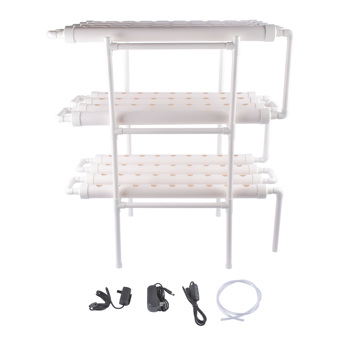 A1-落地式水培种植系统 Floor Standing Hydroponics Growing Planting System Kit, Soilless Cultivation PVC Pipes for Gardening and Planting (108 Seed Holes, White)