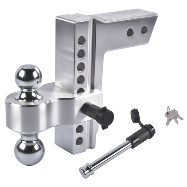 拖车挂接装置 Adjustable Trailer Hitch Aluminum Fit 2.5" Receiver 8" Drop/Rise 18500 LBS 2" & 2-5/16" Dual Ball-1