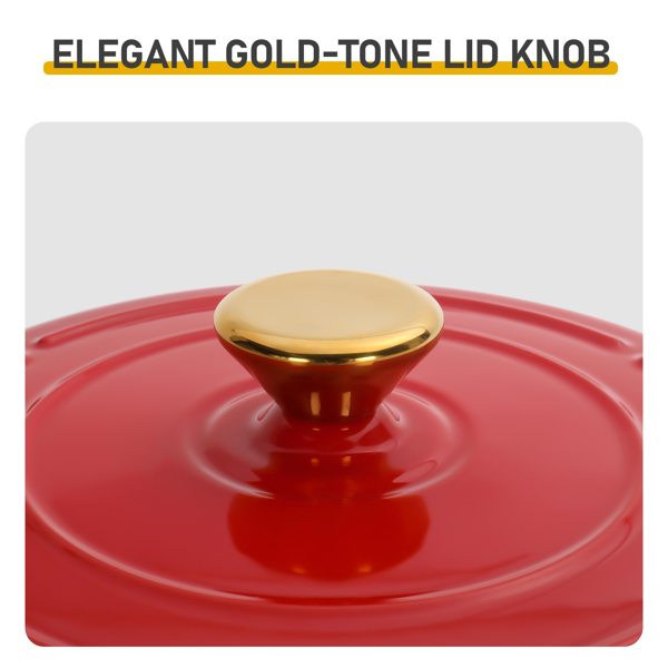 铸铁 7.5QT 烹饪锅具 红色渐变 含两个硅胶手套 珐琅锅-7