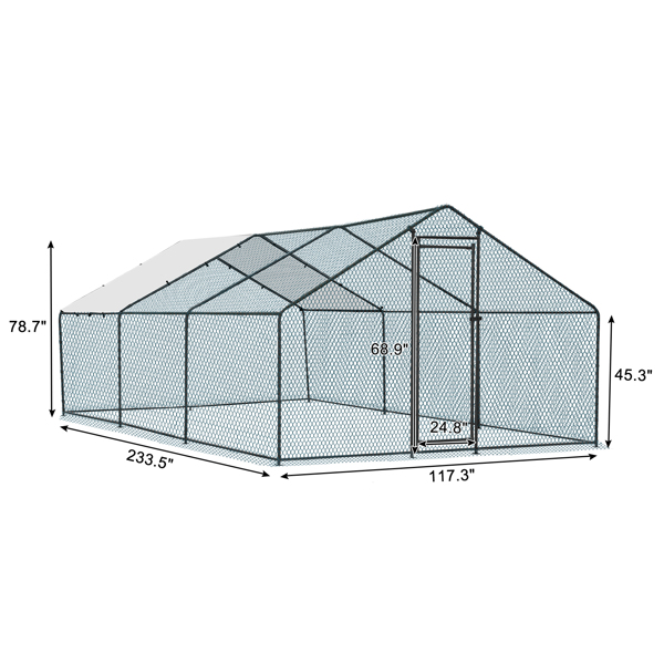 6*3*2m/19.7x9.8x6.5 ft  黑色 尖顶 拼接 180gPE雨布 镀锌管 电泳 铁鸡兔笼-13