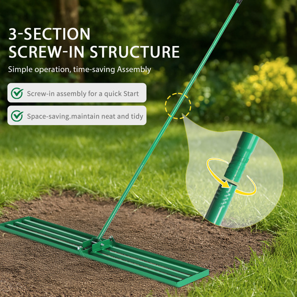 36*9.8*75inch 绿色草坪平整器 杆子拆装 铁 杆式工具-11