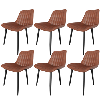 餐椅（一套 6 把）, 带 7 厘米靠背的厨房用椅, 带 5 厘米座垫的餐桌椅, 最大承重 180 千克, 用于餐厅、厨房和客厅的 PU 仿皮软垫椅 承重 180 千克，餐厅、厨房、客厅用 PU 仿皮软垫椅