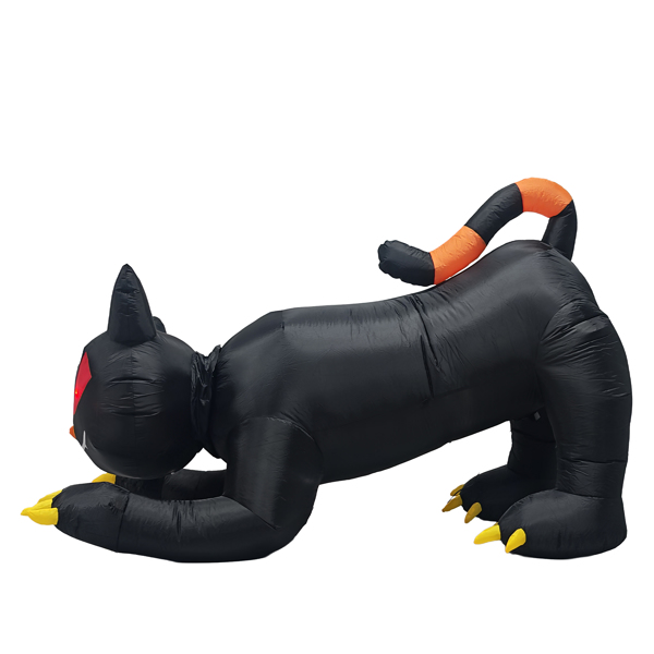6.5ft  黑猫可转头 3颗白2颗红LED灯 万圣充气装饰 12V-3