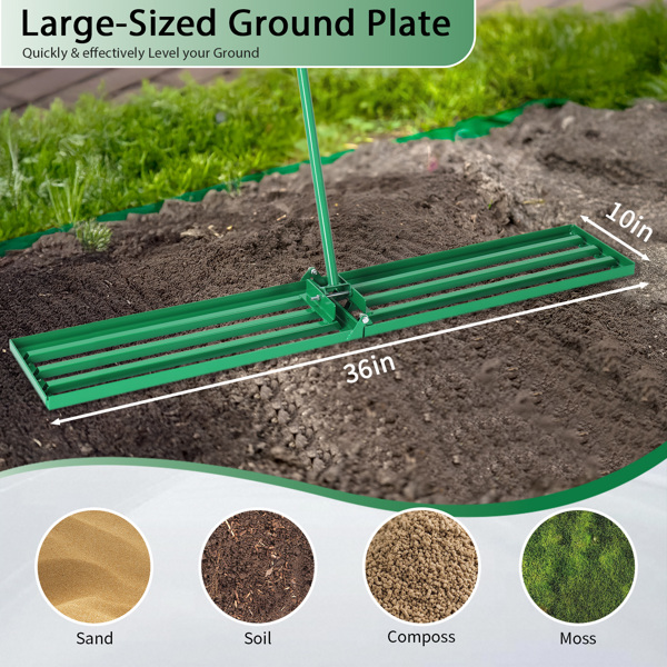 36*9.8*75inch 绿色草坪平整器 杆子拆装 铁 杆式工具-2