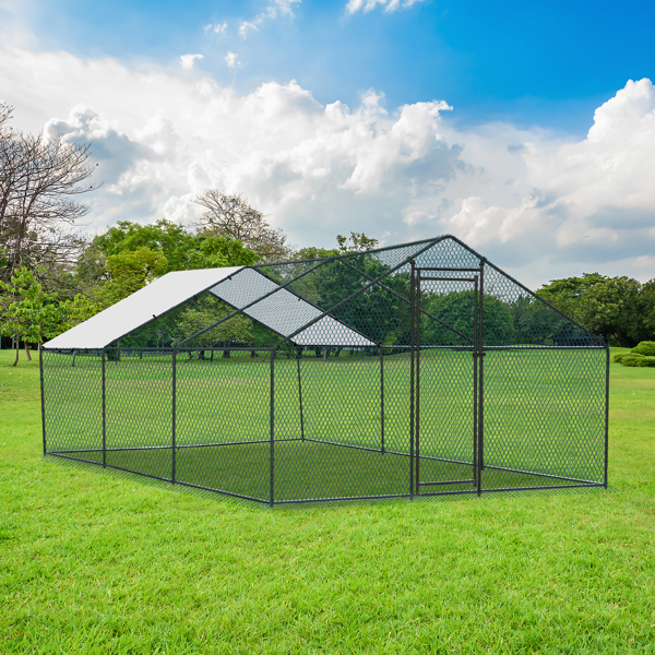 6*3*2m/19.7x9.8x6.5 ft  黑色 尖顶 拼接 180gPE雨布 镀锌管 电泳 铁鸡兔笼-12