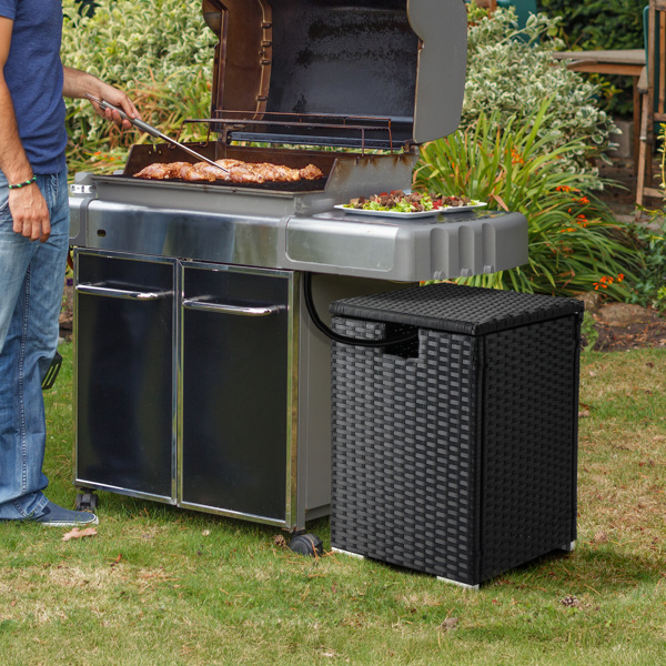 燃气瓶收纳  黑色四线藤条 40*40*57cm 编藤边桌-7