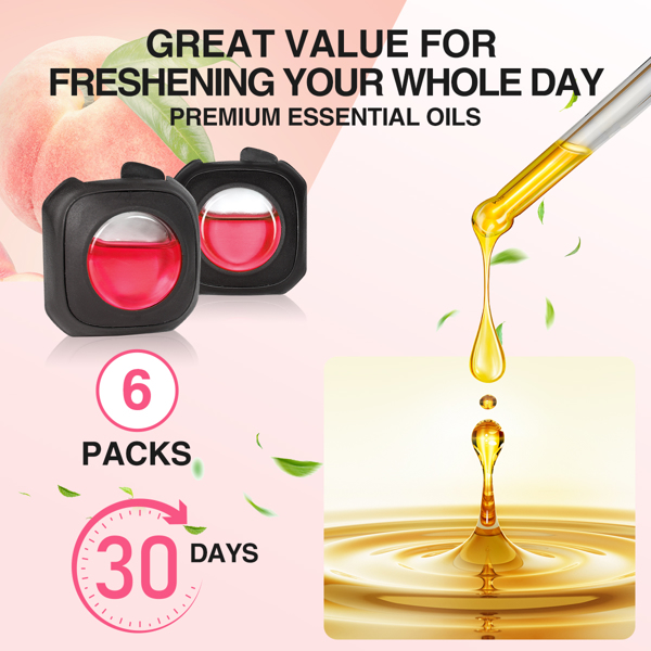 (亚马逊售，周末不处理订单)水蜜桃香气汽车空气清新剂通风夹，6个汽车清新剂通风夹，4毫升，汽车空气净化器，汽车清新剂-5