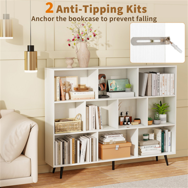 55英寸x 9.5英寸x 42英寸书架，带5个金属腿2个防倾倒装置展示柜架-8