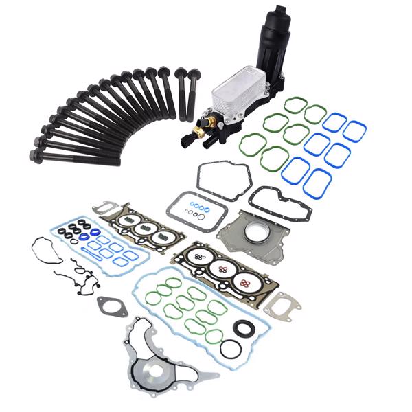 发动机大修包 Full Gasket Set+Oil Filter Housing Adapter w/Cooler Replacement for Jeep Chrysler Dodge Ram 1500 3.6L V6 Pentastar 2014-2017 HS26541PT 68105583AG-2