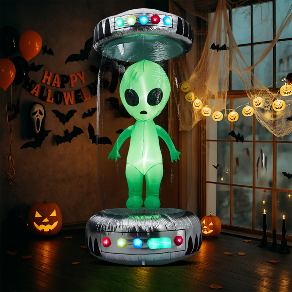 8.2ft  UFO外星人 2颗白LED灯加11颗RGB灯 万圣充气装饰 12V-10