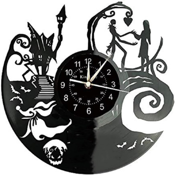 黑胶时钟圣诞夜惊魂唱片挂钟 创意复古怀旧家居室内装饰 不带夜灯版 B