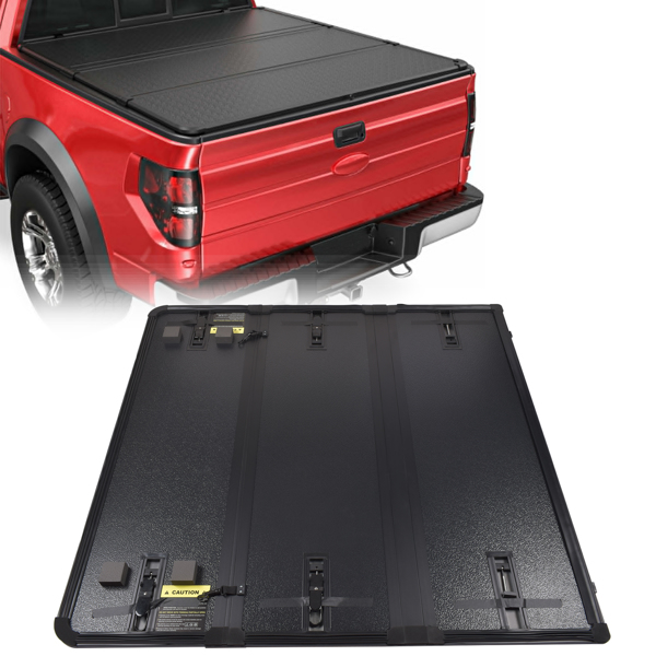 尾箱盖 4.6FT Hard Tri-Fold Tonneau Cover Truck Bed Replacement for 2022-2023 Ford Maverick Waterproof-1