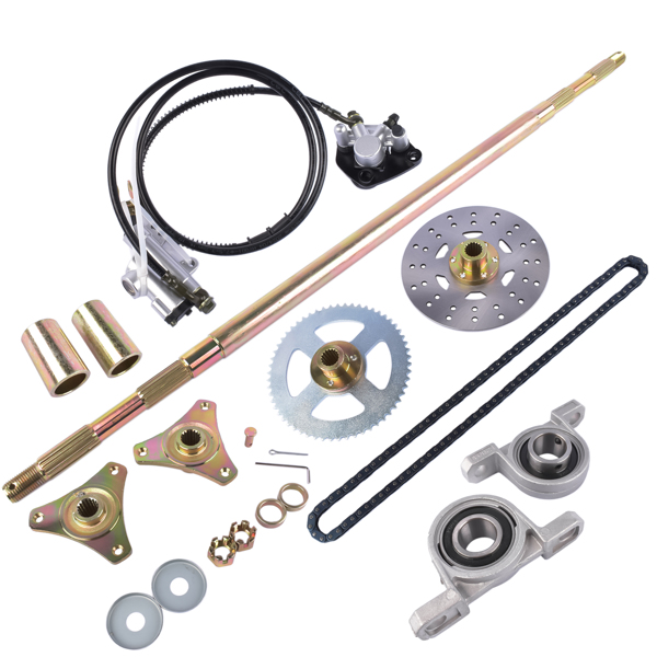 沙滩车后桥套件 Rear Live Axle Kit w/ Brake Assembly & Chain Replacement for Drift Trike Go Kart ATV Quads-4