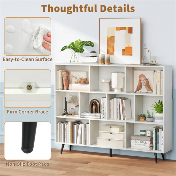 55英寸x 9.5英寸x 42英寸书架，带5个金属腿2个防倾倒装置展示柜架-6