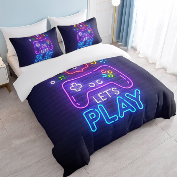 自产床品三件套 HBBJ1004 霓光游戏 美国中号 （temu仅可自提）-4