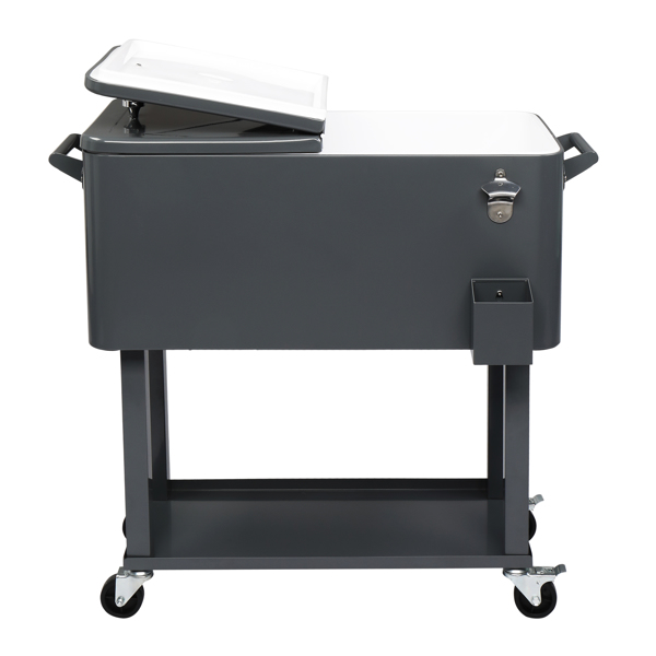 80QT 深灰色 冷冻保温推车 87.5*91*38.5cm 长方形 塑料箱体 铁脚管 冷冻保温-24