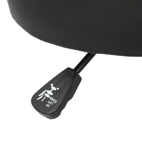 半PU皮 尼龙轮 300lbs 黑色 技师凳 带靠背圆凳电镀五星脚 N001-8