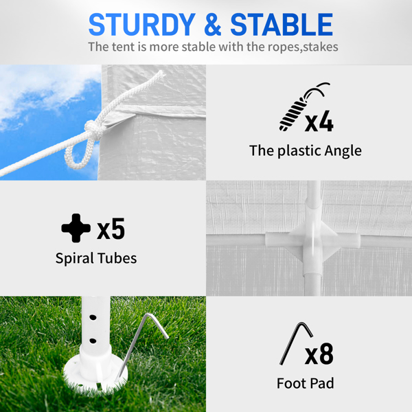 10X10ft 白色 4面(2门2围) 纱网 仿折叠棚 顶布纱网围布连体 白色PE顶布  白色喷塑铁管 白色网纱 LT-3
