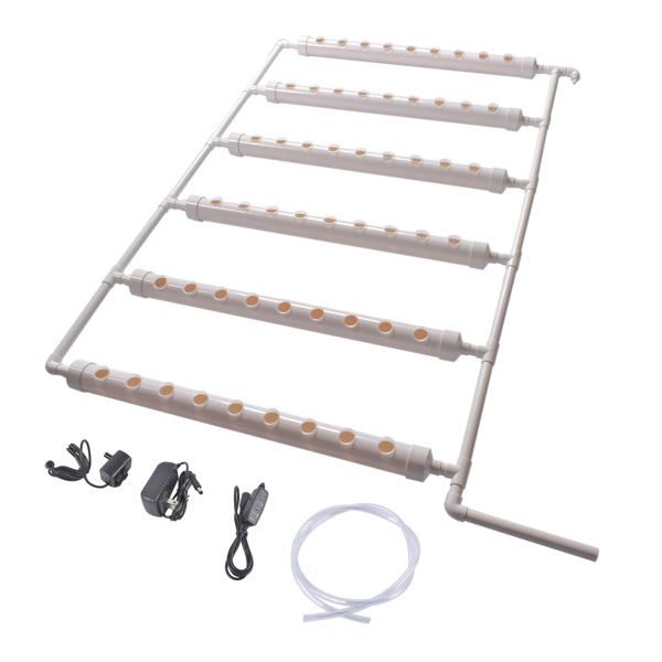 A1-壁挂式水培种植系统 Wall Mounted Hydroponics Growing Planting System Kit, Soilless Cultivation PVC Pipes for Gardening and Planting (54 Seed Holes, White)-3