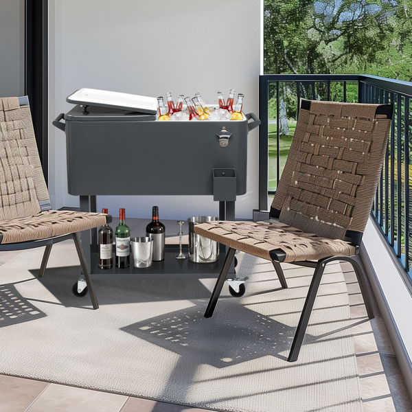 80QT 深灰色 冷冻保温推车 87.5*91*38.5cm 长方形 塑料箱体 铁脚管 冷冻保温-15