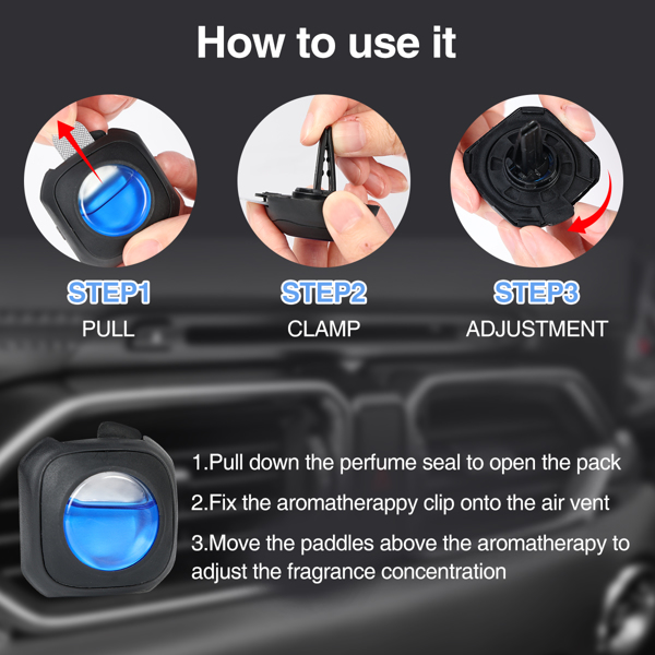 （亚马逊：禁止销售，周末不接受订单。）新款汽车香薰车载空气清新剂出风口夹，6个车用香薰出风口夹，4ml-3
