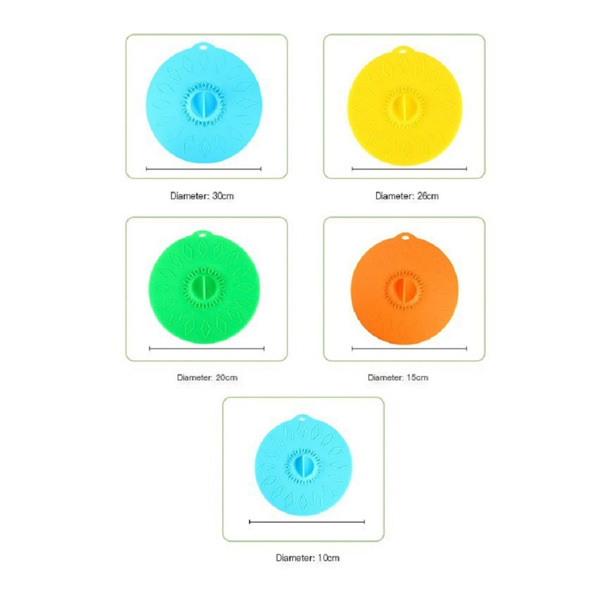 硅胶保鲜盖 食物密封杯盖碗盖锅盖硅胶真空盖 五件套硅胶保鲜盖 一套5个颜色混色-6