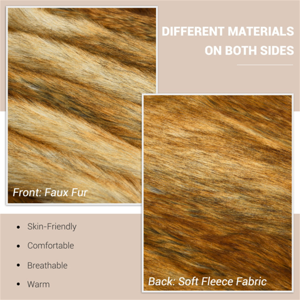 豪华人造毛皮毯-双面设计（870克貂皮/550克羊毛），柔软保暖，理想的室内/室外使用（54英寸x36英寸）-9